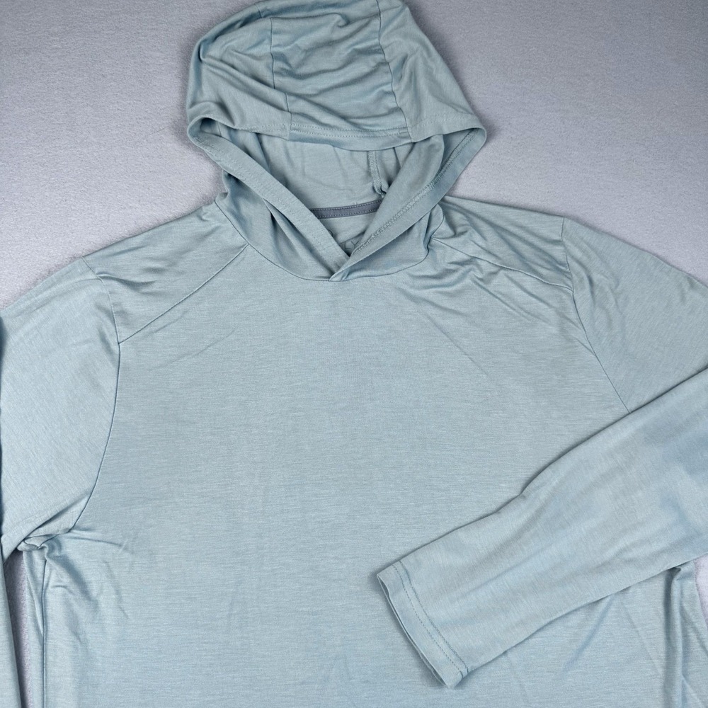Free Fly Performance Bamboo Hoodie L Blue Long Sleeve UPF Outdoors Lightweight